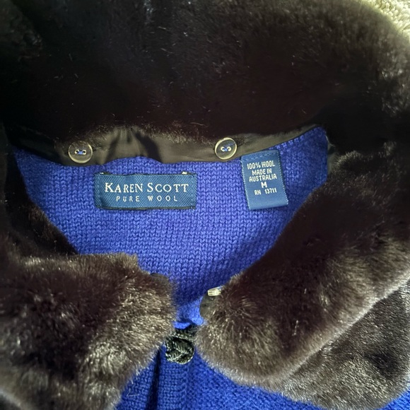 Karen Scott Cardigan with Removable Faux Fur Collar - Picture 3 of 6